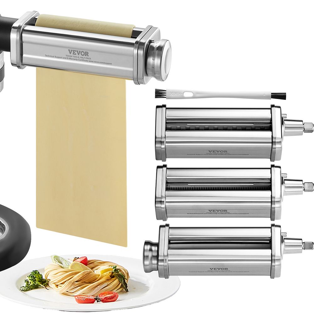 VEVOR Pasta Attachment, Stainless Steel Pasta Roller Cutter Set ...
