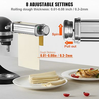 VEVOR Pasta Attachment, Stainless Steel Pasta Roller Cutter Set Including Pasta Sheet Roller,3Pcs