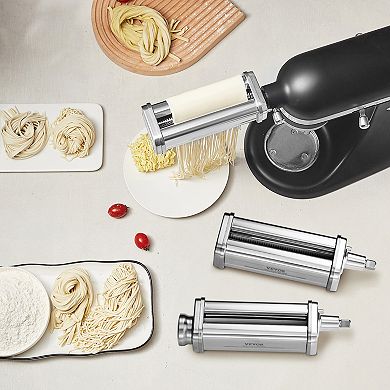 VEVOR Pasta Attachment, Stainless Steel Pasta Roller Cutter Set Including Pasta Sheet Roller,3Pcs