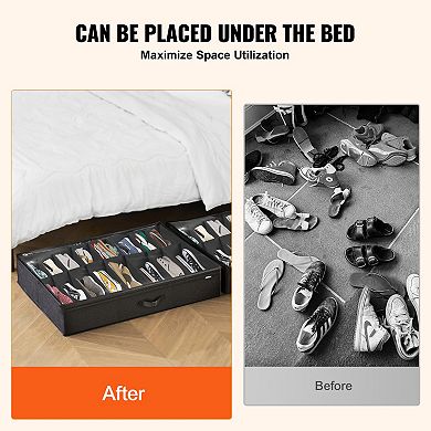 VEVOR Under Bed Shoe Storage Organizer, Set of 2, Total 32 Compartments