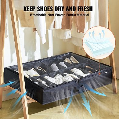 VEVOR Under Bed Shoe Storage Organizer, Set of 2, Total 32 Compartments