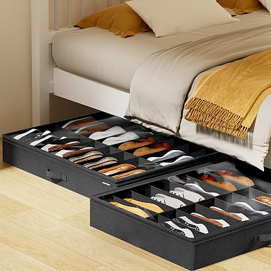 VEVOR Under Bed Shoe Storage Organizer, Set of 2, Total 32 Compartments