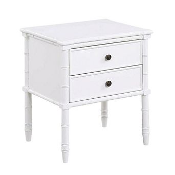 White Nightstand with Two Drawers and Modern Design