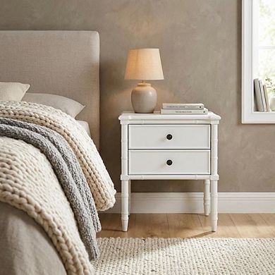 White Nightstand with Two Drawers and Modern Design