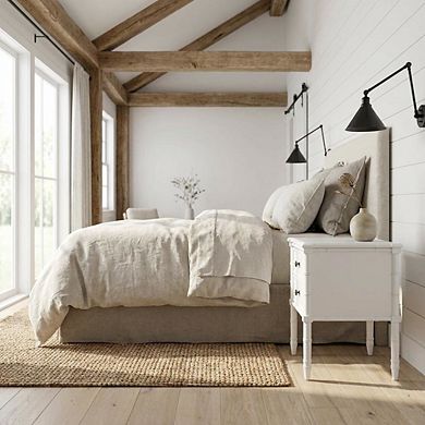 White Nightstand with Two Drawers and Modern Design