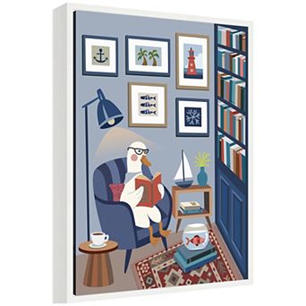 Reading Goose by Rachel Lee 3 Birdies Studio Framed Canvas Wall Art Print