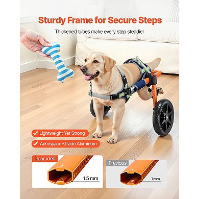 VEVOR Dog Wheelchair for Back Legs, 2 Wheels, Height, Width & Length Adjustable for Dogs 35-48 lbs