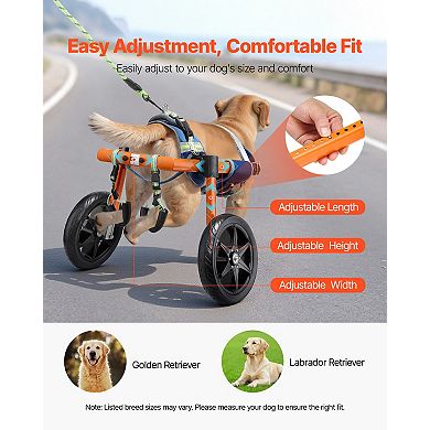 VEVOR Dog Wheelchair for Back Legs, 2 Wheels, Height, Width & Length Adjustable for Dogs 35-48 lbs