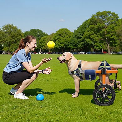 VEVOR Dog Wheelchair for Back Legs, 2 Wheels, Height, Width & Length Adjustable for Dogs 35-48 lbs