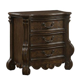 Wooden Nightstand in Warm Oak Finish with Spacious Storage Drawer, Sleek Design