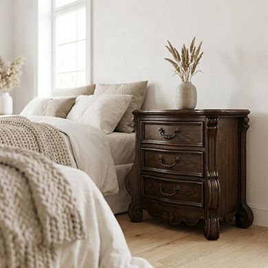 Wooden Nightstand in Warm Oak Finish with Spacious Storage Drawer, Sleek Design