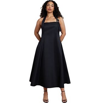 ELOQUII Women's Plus Size Belt Detail Sweater Dress