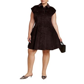 ELOQUII Women's Plus Size Belt Detail Sweater Dress