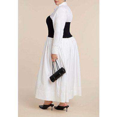 ELOQUII Women's Plus Size Sweater Twofer Shirt Dress