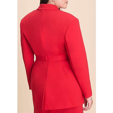 ELOQUII Women's Plus Size Belted Ponte Blazer