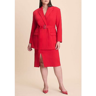 ELOQUII Women's Plus Size Belted Ponte Blazer