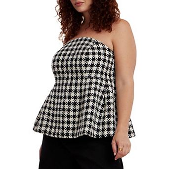 ELOQUII Women's Plus Size Houndstooth Bustier
