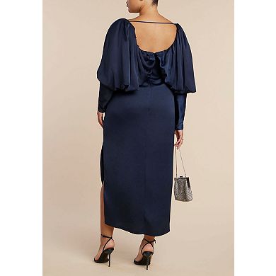 ELOQUII Women's Plus Size Pleated Bodice Column Dress