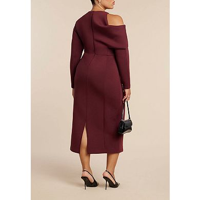 ELOQUII Women's Plus Size Drape Effect Midi Dress