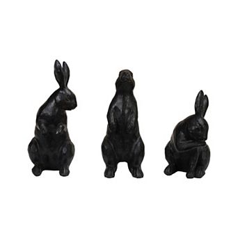 Hello Honey 3 pc Resin Rabbit Decor, Cast Metal Finish