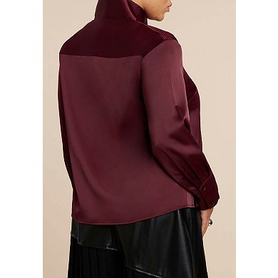 ELOQUII Women's Plus Size Deconstructed Neckline Blouse