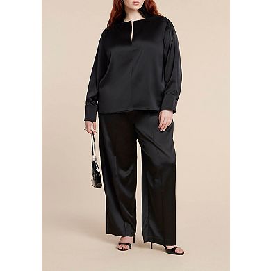 ELOQUII Women's Plus Size Deconstructed Neckline Blouse