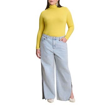 ELOQUII Women's Plus Size Side Zip Loose Jean