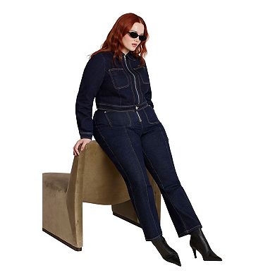 ELOQUII Women's Plus Size Zip Front Bootcut Jean