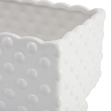 Hello Honey Ceramic Hobnail Planter with Scalloped Edge and Polka Dots
