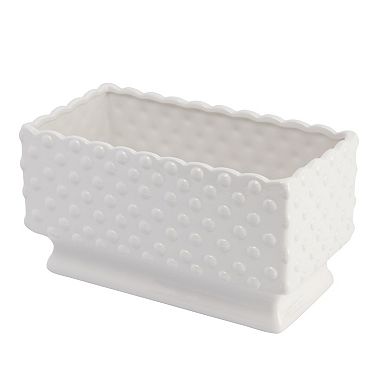Hello Honey Ceramic Hobnail Planter with Scalloped Edge and Polka Dots