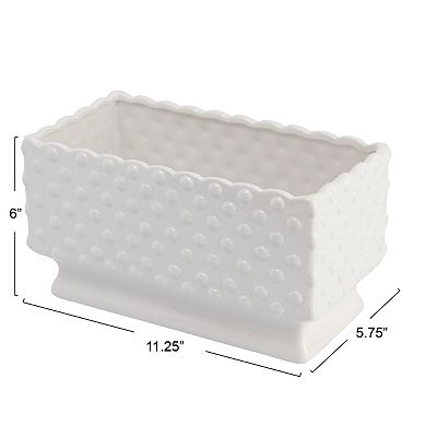 Hello Honey Ceramic Hobnail Planter with Scalloped Edge and Polka Dots