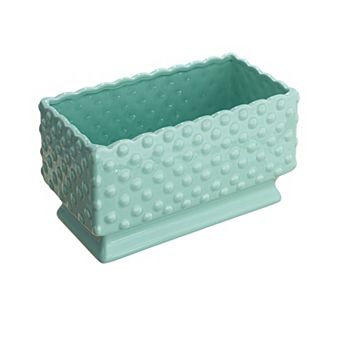 Hello Honey Ceramic Hobnail Planter with Scalloped Edge and Polka Dots