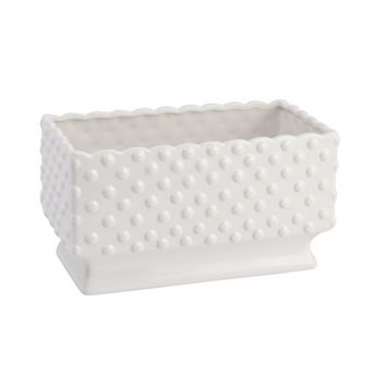 Hello Honey Ceramic Hobnail Planter with Scalloped Edge and Polka Dots