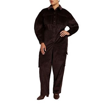 ELOQUII Women's Plus Size Corduroy Jumpsuit