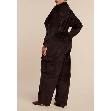 ELOQUII Women's Plus Size Corduroy Jumpsuit