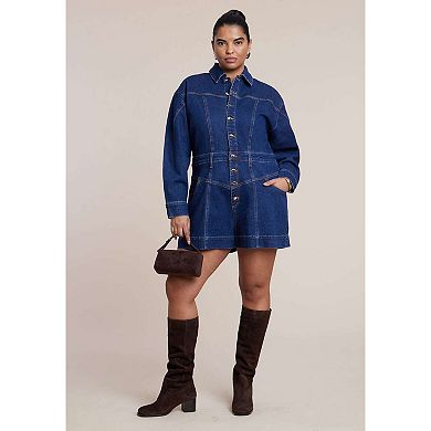 ELOQUII Women's Plus Size Denim Romper