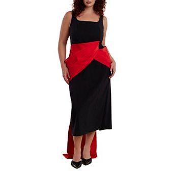 ELOQUII Women's Plus Size Contrast Draped Waist Gown