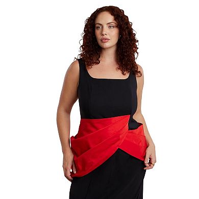 ELOQUII Women's Plus Size Contrast Draped Waist Gown