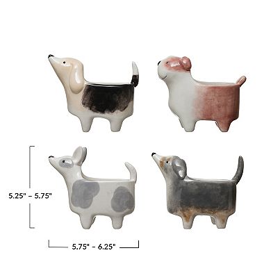 Hello Honey Decorative Dolomite Dog Shaped Planter, Multicolor, Set of 4