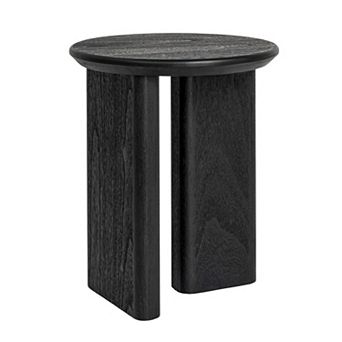 Hello Honey Asymmetrical Firwood Round End Table, Black