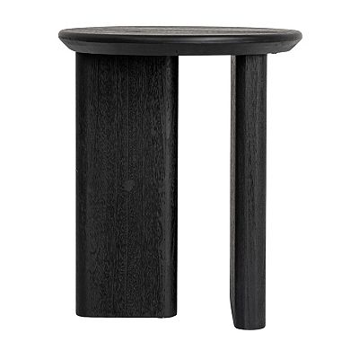 Hello Honey Asymmetrical Firwood Round End Table, Black