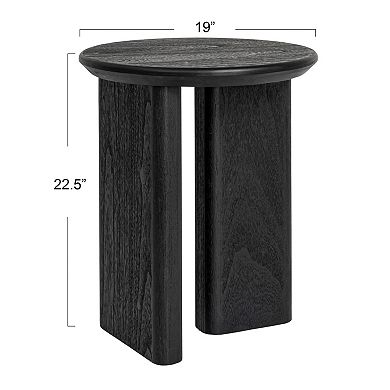 Hello Honey Asymmetrical Firwood Round End Table, Black