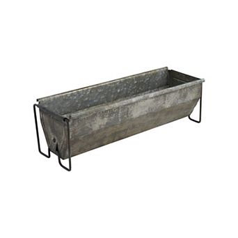 Hello Honey Decorative Metal Trough Container with Distressed Zinc Finish, Grey