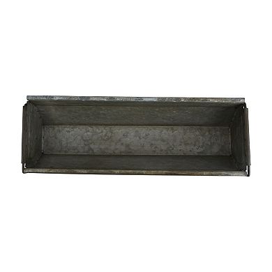 Hello Honey Decorative Metal Trough Container with Distressed Zinc Finish, Grey