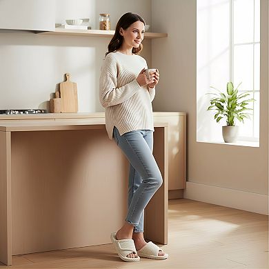 Women's Orthopedic Slippers with Adjustable Arch Support, Open-Toe Corduroy for Indoor Bedroom