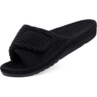 Women's Orthopedic Slippers with Adjustable Arch Support, Open-Toe Corduroy for Indoor Bedroom