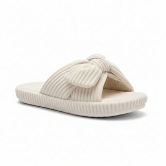 Memory Foam Slippers for Women Corduroy with Bow Comfy House Shoes