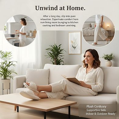 Memory Foam Slippers for Women Corduroy with Bow Comfy House Shoes