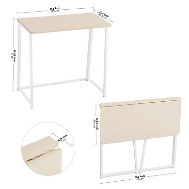 Small Folding Desk for Space Saving: 31.5" W x 29.52" H, Easy Assembly, Portable, Lightweight