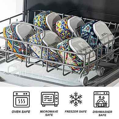 Bohemian Style 8 Oz Ceramic Dipping Bowls - 4.3" Square, 6 Pack for Snacks, Salsa, Desserts